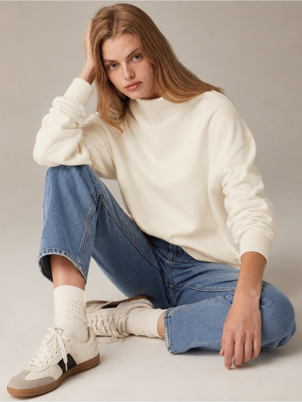 J. Crew Heritage terry Rollneck™ sweatshirt Ivory Size XS